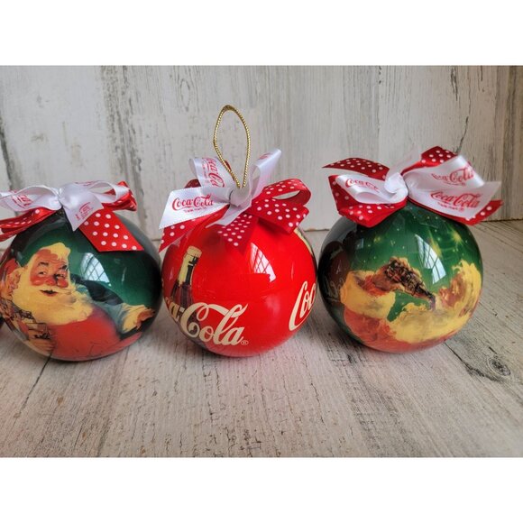 Enesco coke ball Coca-Cola Santa Claus vintage ornament Xmas set - Picture 4 of 7
